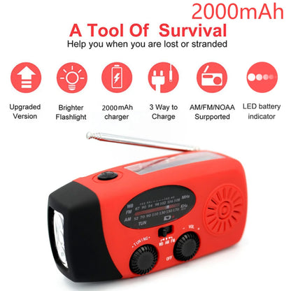 Draagbare Noodradio met Handcrank – Solar Powered AM/FM/SW Radio, Powerbank & LED Zaklamp