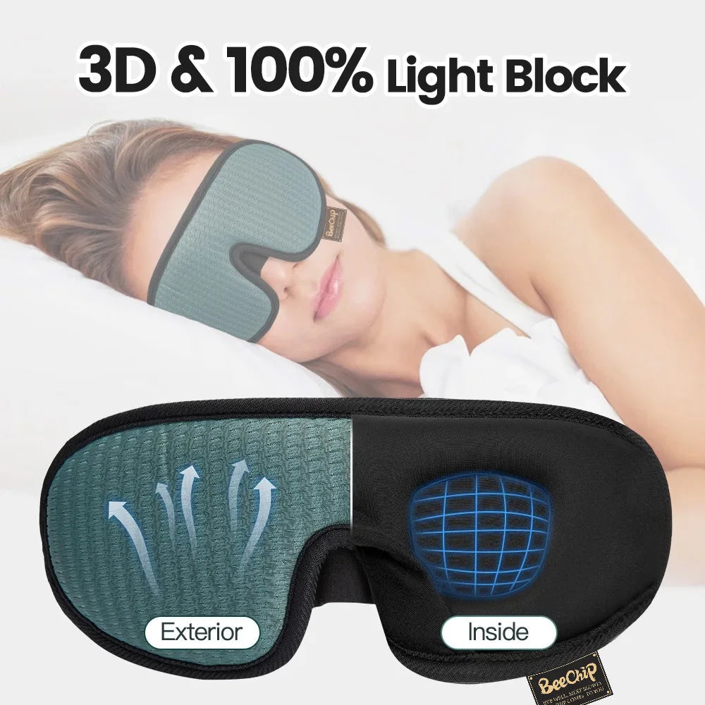 3D Oogmasker – Ademend en Verstelbaar Slaapmasker, Padded Eye Mask voor Reizen en Rust, Blokkeren Licht en Verbeter Slaapkwaliteit