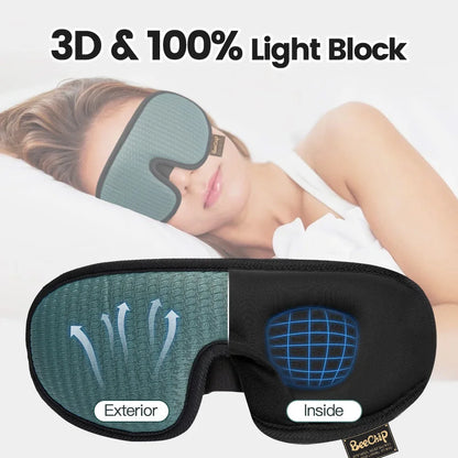 3D Oogmasker – Ademend en Verstelbaar Slaapmasker, Padded Eye Mask voor Reizen en Rust, Blokkeren Licht en Verbeter Slaapkwaliteit