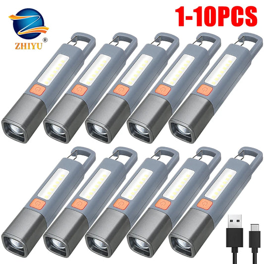 Superhelle LED-Taschenlampe XPE – Wiederaufladbare Campingleuchte mit Haken, Zoomfunktion und 3 Leuchtmodi