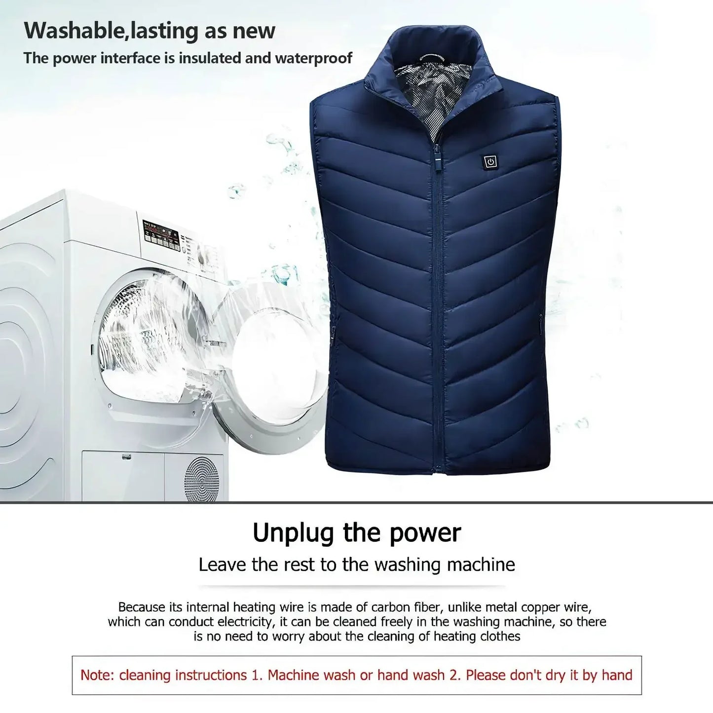 Waschbare, elektrisch beheizte Weste mit USB – Graphen-Heizjacke für Männer und Frauen – Outdoor und täglicher Gebrauch