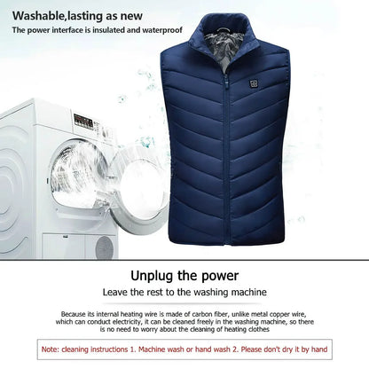 Waschbare, elektrisch beheizte Weste mit USB – Graphen-Heizjacke für Männer und Frauen – Outdoor und täglicher Gebrauch