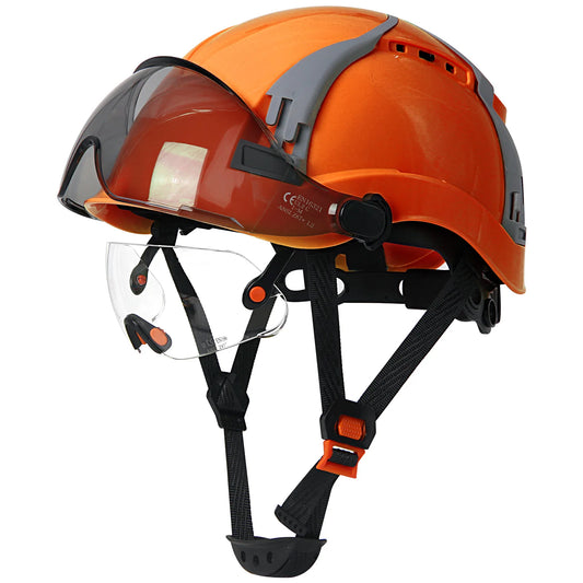 CE Veiligheidshelm met Dubbele Goggles | Verstelbare Ventilatie, Multiway Ontwerpen voor Bouw en Industrie