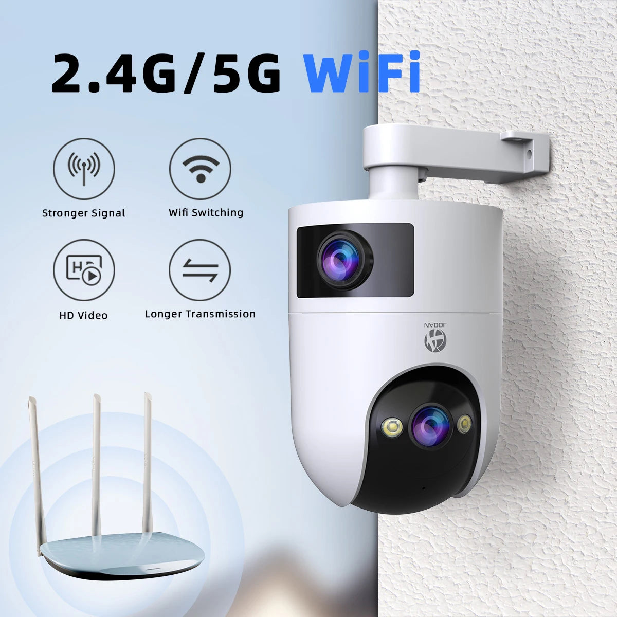 4K 6MP PTZ-WLAN-Kamera – Outdoor-IP-Kamera mit zwei Objektiven und zwei Bildschirmen, KI-Tracking, Bewegungserkennung und Zwei-Wege-Audio