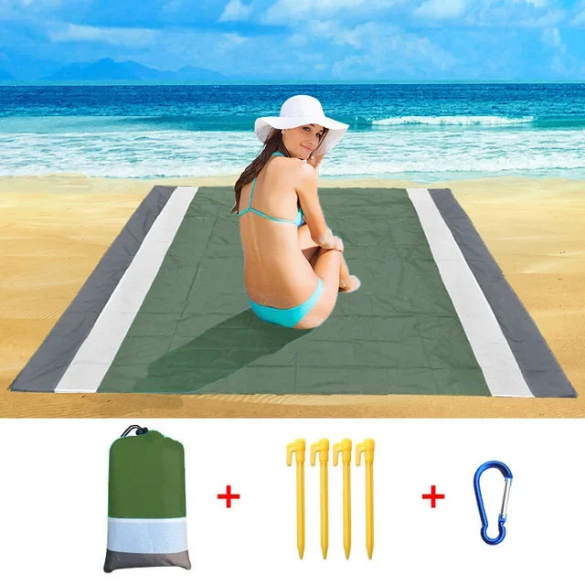 Oversized Beach Towel Mat, Sand-Free en Waterdichte Strandmat, Winddichte Picnic Deken met 4 Haringen voor Buiten en Kamperen