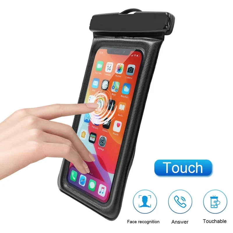 Drijvende Waterdichte Zwemtas met Luchtkussen voor iPhone, Samsung, Xiaomi en Huawei – Onderwater Telefoonhoesje met Touchscreen, Geschikt voor iPhone 11/12/13/14 Pro Max, Samsung S23/S22, Xiaomi 13, Huawei P30/20 Lite