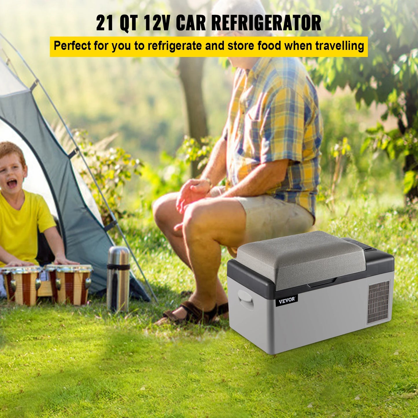 20L Draagbare Compressor Auto Koelkast – Mini Vriezer voor Auto, Reizen, Vissen & Outdoor, 12/24V DC & 110-240V AC