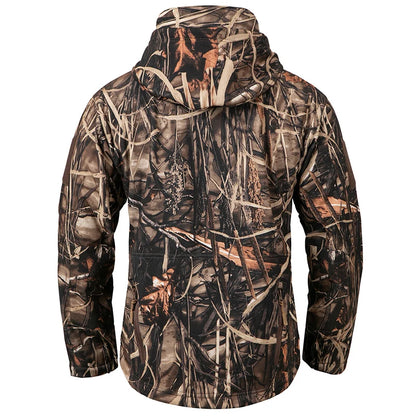 Taktische Tarnjacke für Herren – wasserdichte, warme Fleece-Softshell-Jacke mit Kapuze für Jagd, Wandern und Angeln
