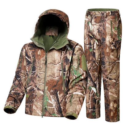 Wind- und wasserdichte taktische Jacke – Tarn-Jagdjacke mit verdicktem Plüschstoff, für Herbst und Winter