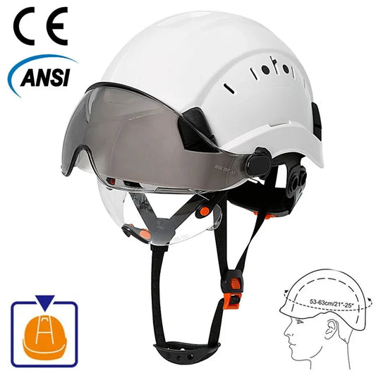 CE-Schutzhelm mit Visier und integrierter Schutzbrille – ABS-Schutzhelm für Bau, Industrie und Arbeiten im Freien