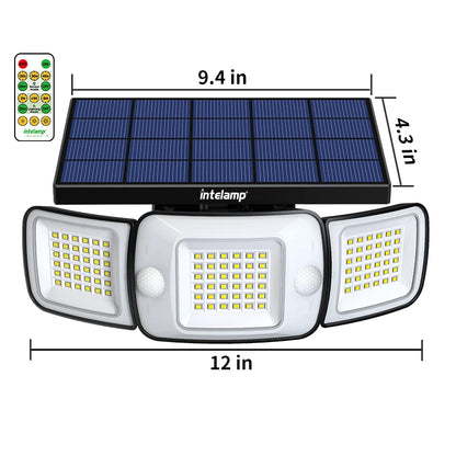 Outdoor Solar Lamp | 3-Koppige Dual Motion Sensor LED Lamp 1200lm, 270° Waterdicht Buitenlicht