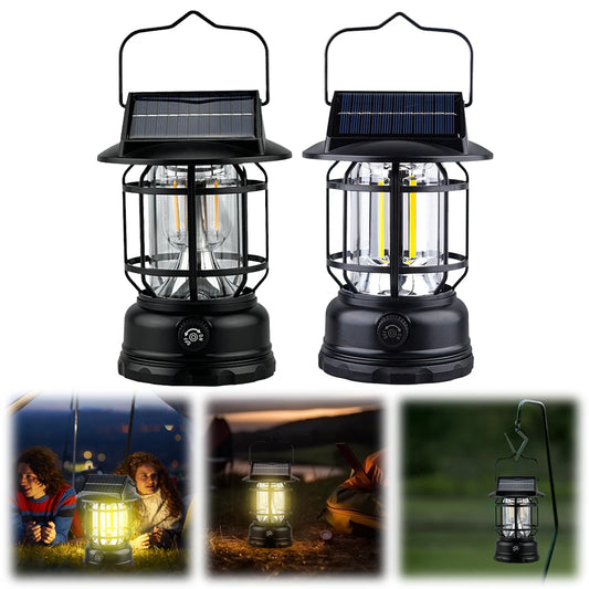 Vintage Camping Lantaarn | Zonne-energie | Dimbare Retro Hanglamp