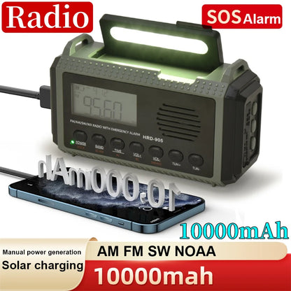 Draagbare Noodradio met Handcrank – Solar Powered AM/FM/SW Radio, Powerbank & LED Zaklamp