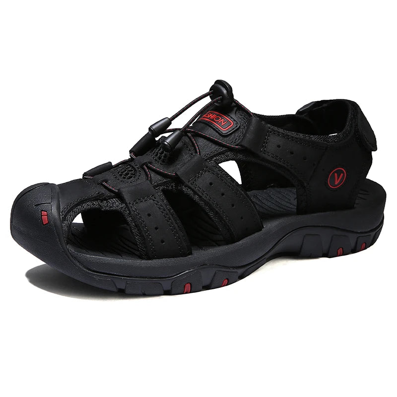 Zomerse Herensandalen – Ademend Kunstleren Casual Sandalen met Elastische Band, Outdoor Strand- en Romeinse Schoenen