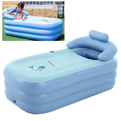 Opvouwbaar Draagbaar Badkuip PVC – Inflatable Warm Spa Zwembad – Blauw – Voor Volwassenen