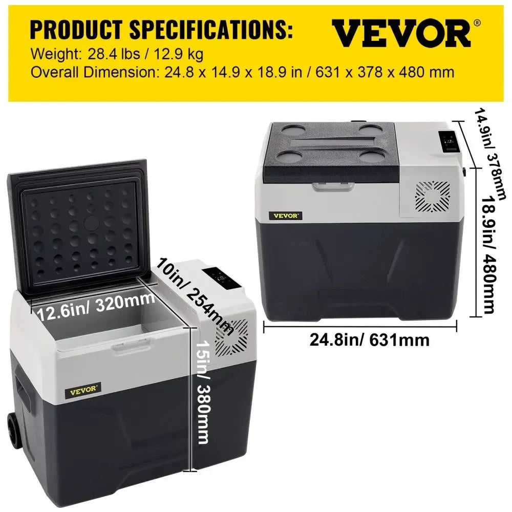 35L-50L Draagbare Autokoelkast – Mini Koelbox met Compressor, 12/24V DC en 110-240V AC, Ideaal voor Camping en Reizen