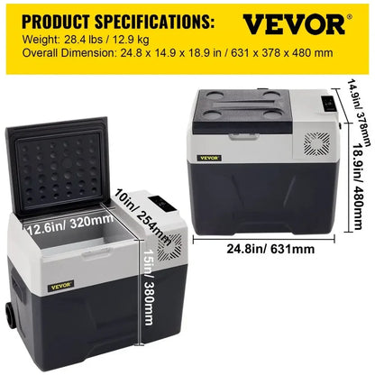 35L-50L Draagbare Autokoelkast – Mini Koelbox met Compressor, 12/24V DC en 110-240V AC, Ideaal voor Camping en Reizen