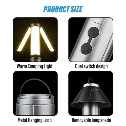 Faltbares Campinglicht – per USB wiederaufladbare Taschenlampe und Teleskoplaterne mit Standfuß