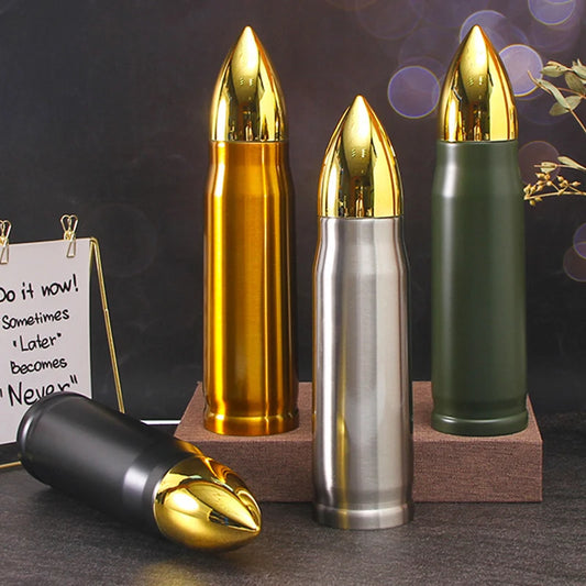 Bullet Thermos – Outdoor Militaire Stijl Dubbelwandige Roestvrijstalen Fles (350ml/500ml/1000ml)