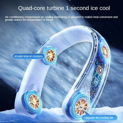 Draagbare Bladloze Nekventilator – 15000mAh Oplaadbare Neck Fan met Slim Display | Stille Handsfree Koeling voor Sport & Outdoor