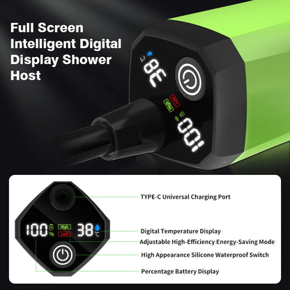 Tragbare Campingdusche mit 6000 mAh und intelligenter Digitalanzeige – für Camping, Wohnmobil und Outdoor