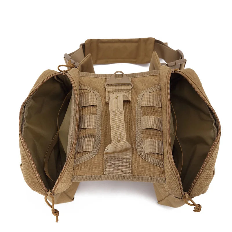 Taktisches Hundegeschirr mit Satteltasche – robuste Weste mit Metallschnalle und Satteltaschen für mittelgroße und große Hunde