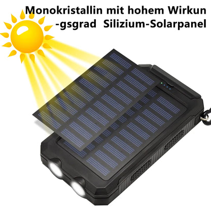 20000mAh Solar Powerbank – Draagbare Snellader met Dubbele USB, LED Lamp en Zaklamp