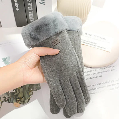 Dames Winterhandschoenen met Touchscreen – Warme Suède Look Handschoenen met Pluche voor Fietsen & Autorijden