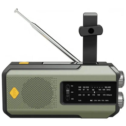 Multifunctionele Weer- en Noodradio – Handcrank, Solar, USB Opladen, Powerbank, LED Zaklamp