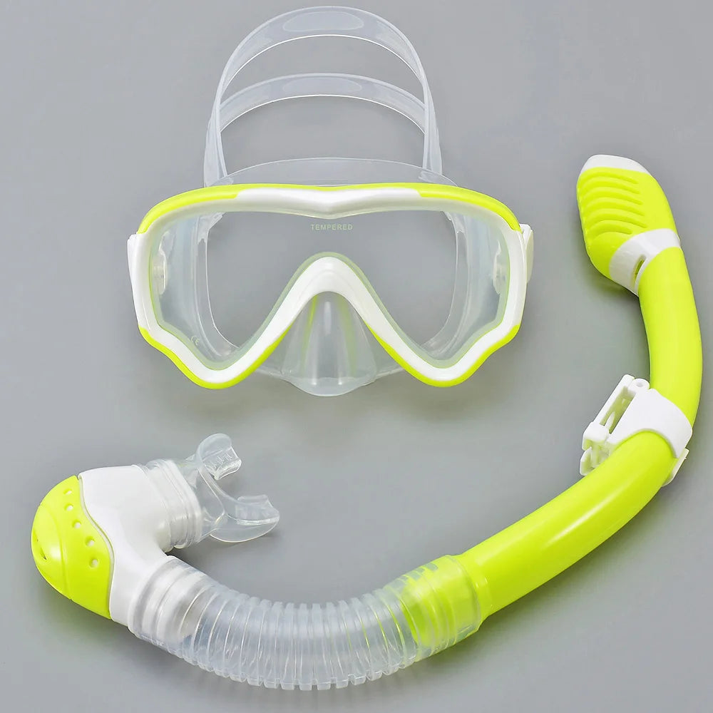 Kids Duikmasker en Snorkel Set | Zwembril met Gehard Glas, Panoramisch Zicht & Dry Top