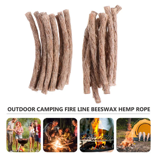 10 Pieces Survival Wick Hemp Cord – Fire Starters for Outdoor Camping and Survival