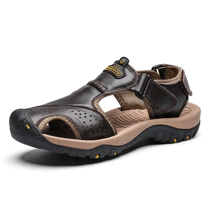 Nieuwe Heren Sandalen – Casual Outdoor Sandalen van Echt Leer met T-band voor Strand en Dagelijks Gebruik