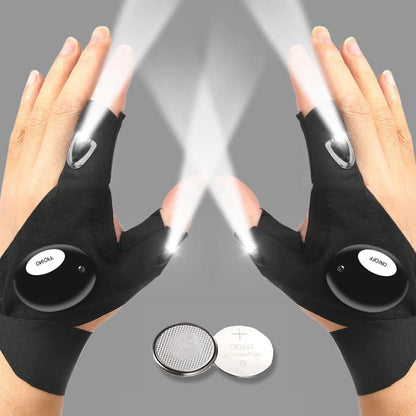 LED Halfvinger Handschoenen voor Mannen & Vrouwen – Waterdichte Zaklamp Handschoenen voor Nachtvissen, Fietsen & Hardlopen