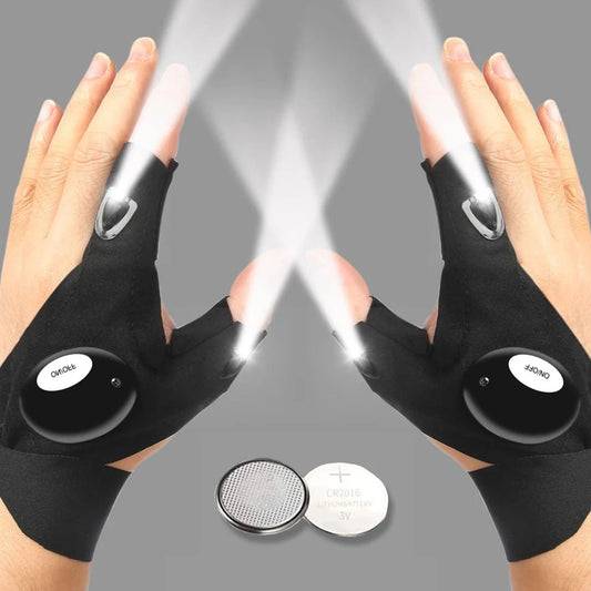 LED Halfvinger Handschoenen voor Mannen & Vrouwen – Waterdichte Zaklamp Handschoenen voor Nachtvissen, Fietsen & Hardlopen
