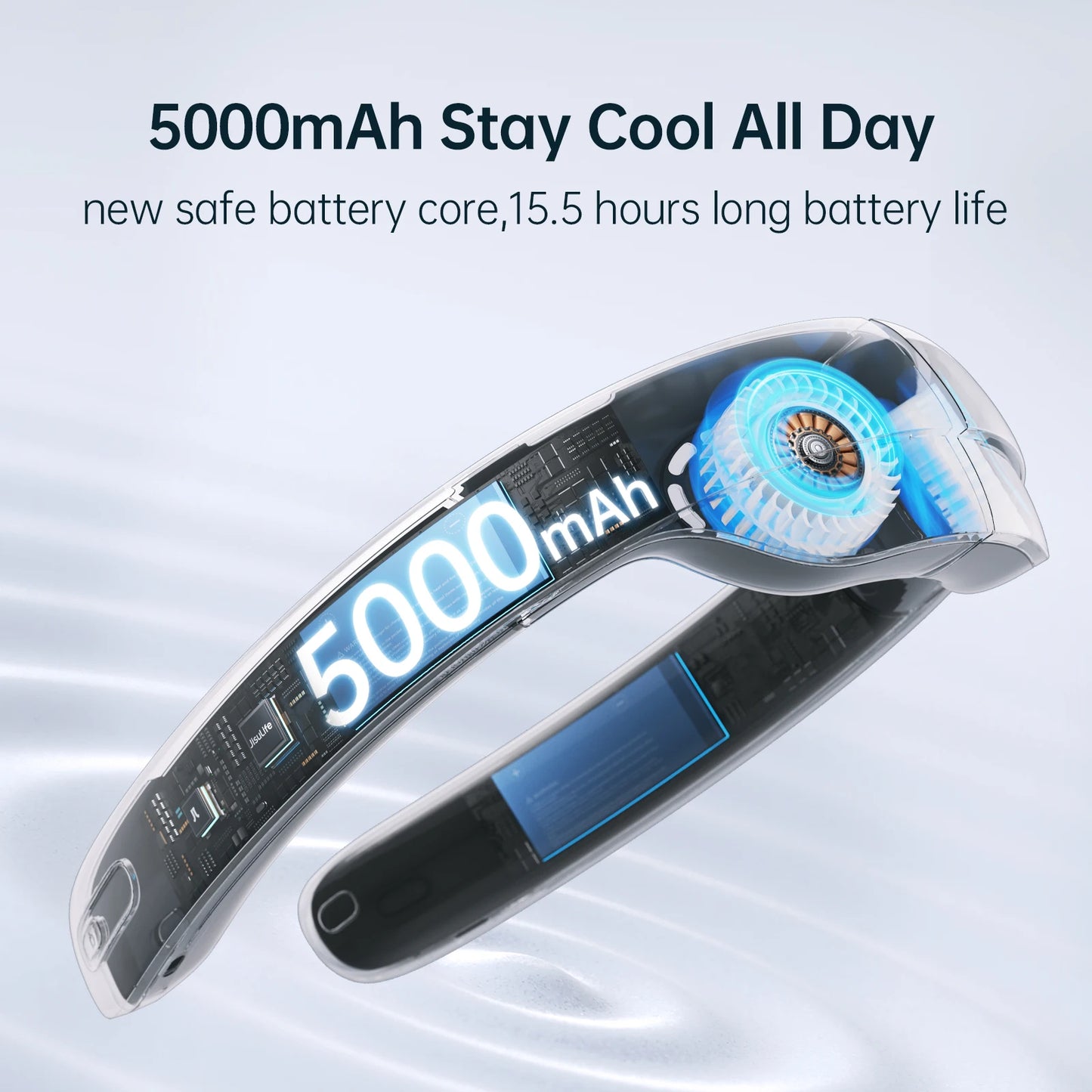 Draagbare Nekventilator – 100 Snelheden, 5000mAh Batterij, 17 Uur Werkduur, USB Oplaadbare Bladloze Neckband Fan