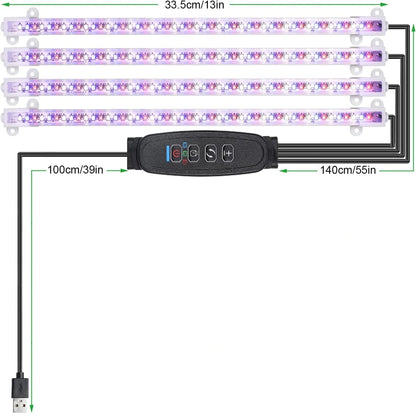 3-farbig dimmbare LED-Wachstumslampe – USB DC5V Vollspektrum-Wachstumslampe mit Timer für Zimmerpflanzen