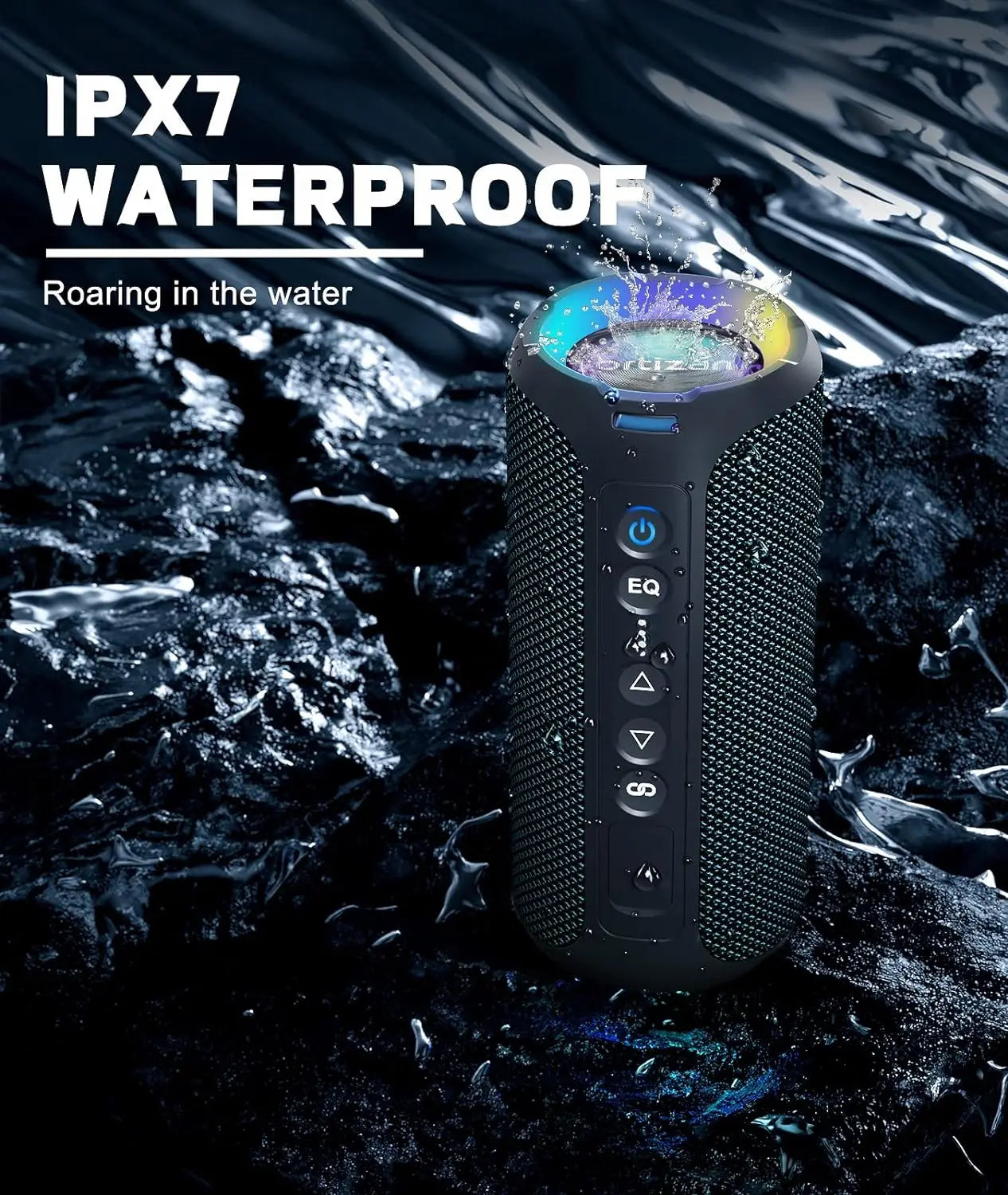 X8 Pro Bluetooth Speaker – 40W Draadloze Stereo Geluid, Diepe Bass, IPX7 Waterdicht, 30U Playtime, 7 Kleuren Licht, 3 EQ Modus