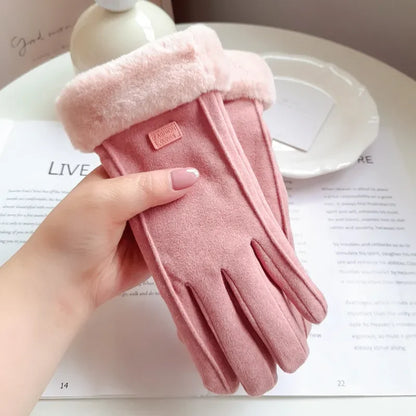 Dames Winterhandschoenen met Touchscreen – Warme Suède Look Handschoenen met Pluche voor Fietsen & Autorijden