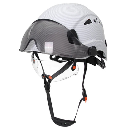 Schutzhelm aus Kohlefaser – Doppelvisier, CE- und KC-zertifiziert, ABS-Schutzhelm für Bau und Rettung