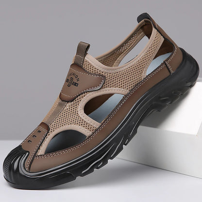 Zomerse Ademend Heren Baotou Sandalen – Lichtgewicht Gladiator Sandalen met Mesh, Anti-slip & Casual Strand Schoenen