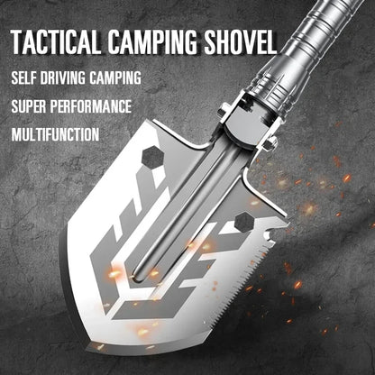 Militärische taktische Klappschaufel – multifunktionales Outdoor-Survival-Werkzeug – Camping- und Autoausrüstung – Manganstahl und Aluminium