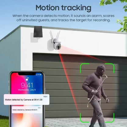 Solar-WLAN-IP-Kamera – 100-W-Smart-Home-Überwachungskamera, KI-Bewegungsverfolgung, Farbnachtsicht, Zwei-Wege-Audio