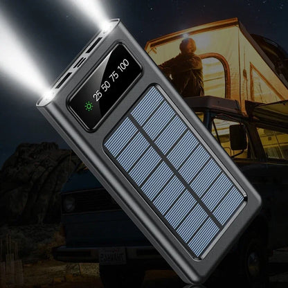 20000mAh Solar Powerbank – Snelladen met Ingebouwde Kabels, LED Display & Meerdere USB-Poorten