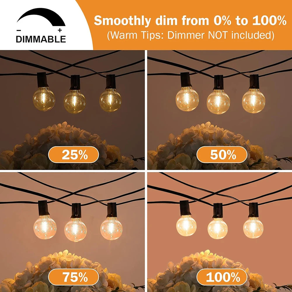LED-Globus-Lichterkette G40 – wasserdichte dekorative Außenbeleuchtung – perfekt für Weihnachten, Partys, Garten und Terrasse