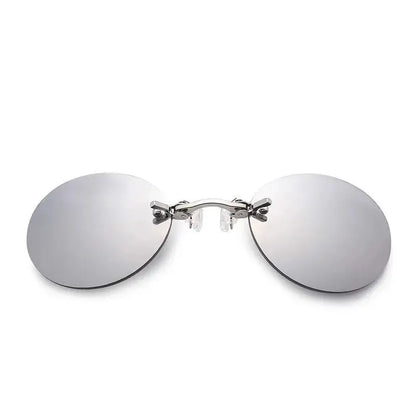 Clip-On Neuszonnebril - Rond Rimless Matrix Morpheus Zonnebril voor Mannen, Mini Frameless Vintage Stijl met UV400 Bescherming