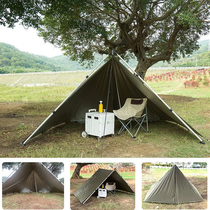 Wasserdichte Zeltplane mit 19 Aufhängepunkten – Leichter taktischer Camping-Sonnenschutz für das Überleben im Freien (3x3, 3x4, 4x4)