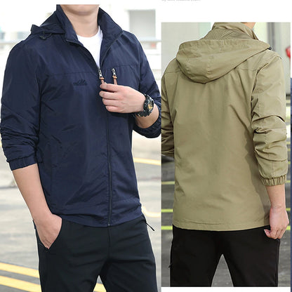Tactische Windbreaker Jas Heren – Waterdichte Outdoor Jas met Afneembare Capuchon, Lichtgewicht en Ademend voor Lente en Herfst
