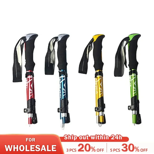 Outdoor Vouw Trekking Stok, Camping en Wandelen Stok voor Nordic, Ouderen en Telescopisch, Eenvoudig in Tas te Stoppen – 1 Stuk