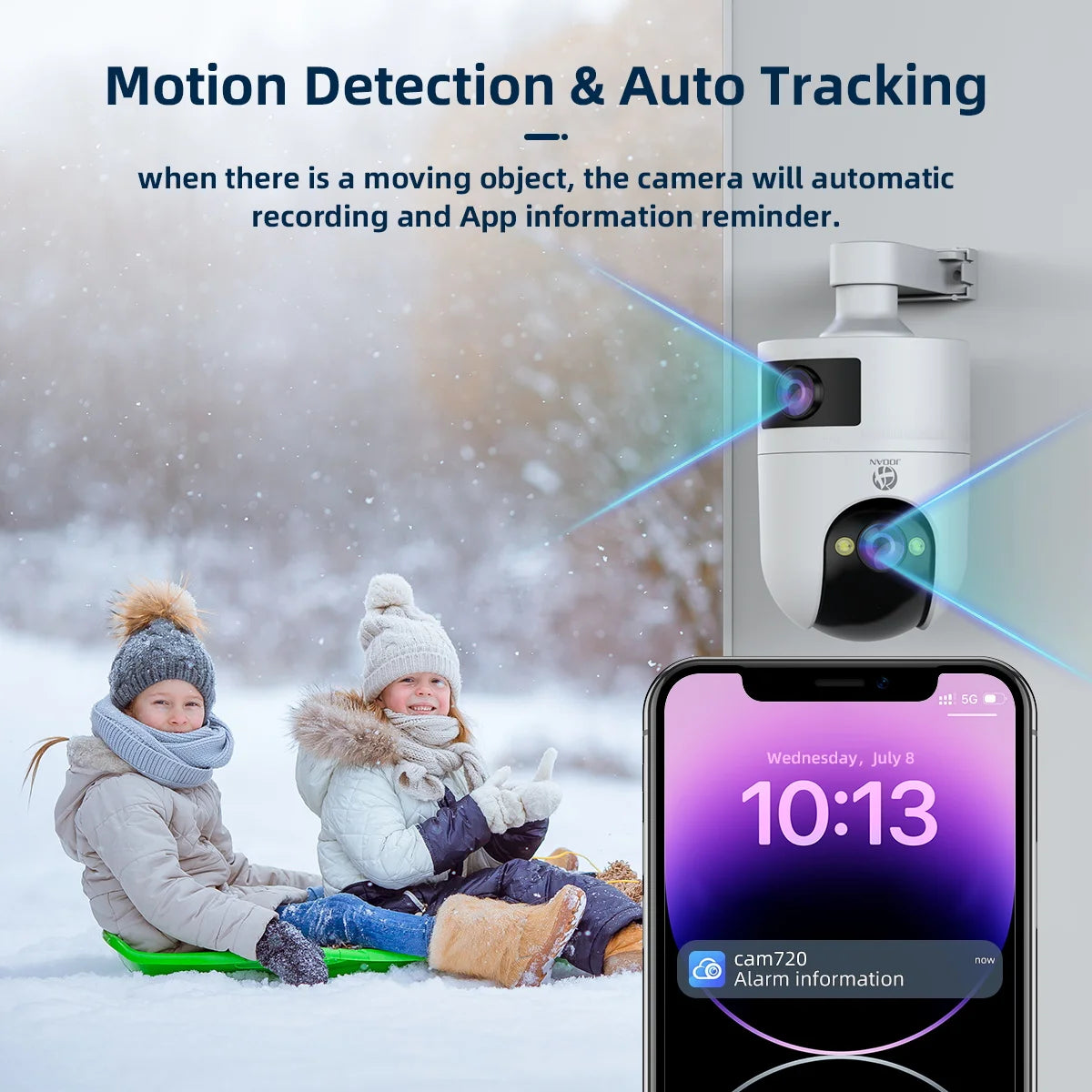 4K 6MP PTZ-WLAN-Kamera – Outdoor-IP-Kamera mit zwei Objektiven und zwei Bildschirmen, KI-Tracking, Bewegungserkennung und Zwei-Wege-Audio
