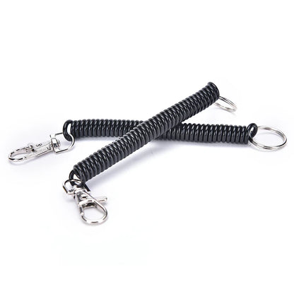 2x Tactische Intrekbare Sleutelhanger – Elastisch Spiraalkoord voor Camping, Hiking & Uitrusting Beveiliging